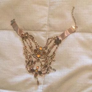 Jeweled choker with satin ribbon